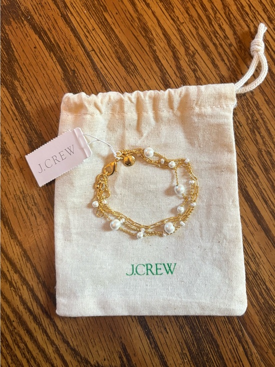 J. Crew Jewelry - J. Crew Gold and White Pearl Layered Bracelet